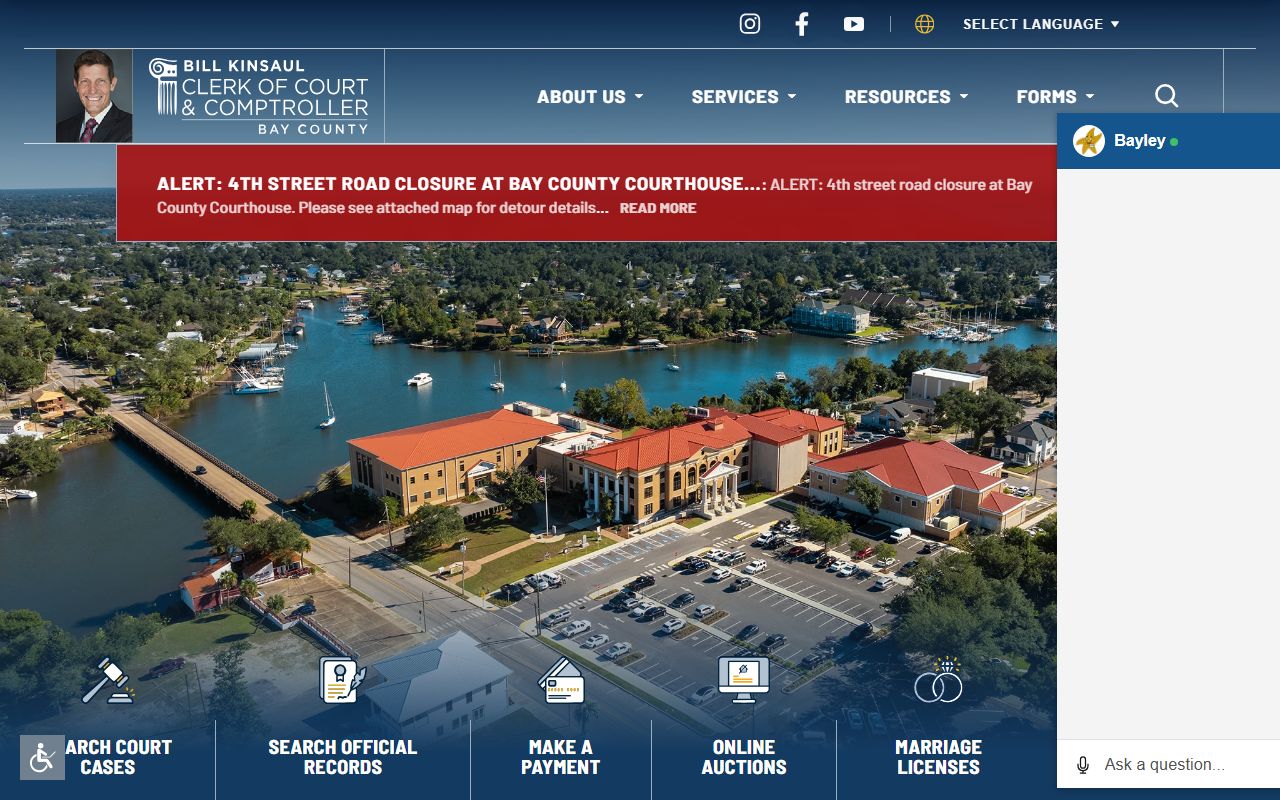 Bay County DUI records source screenshot