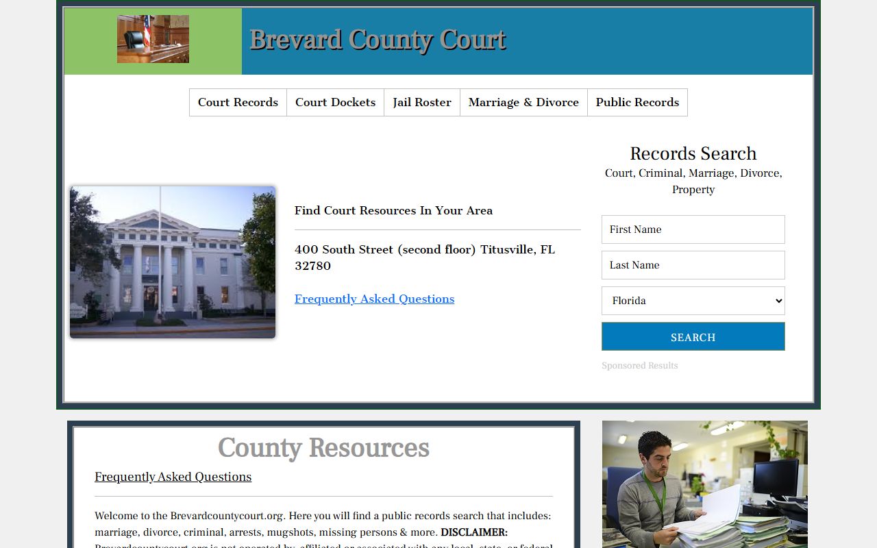 Brevard County DUI records source screenshot