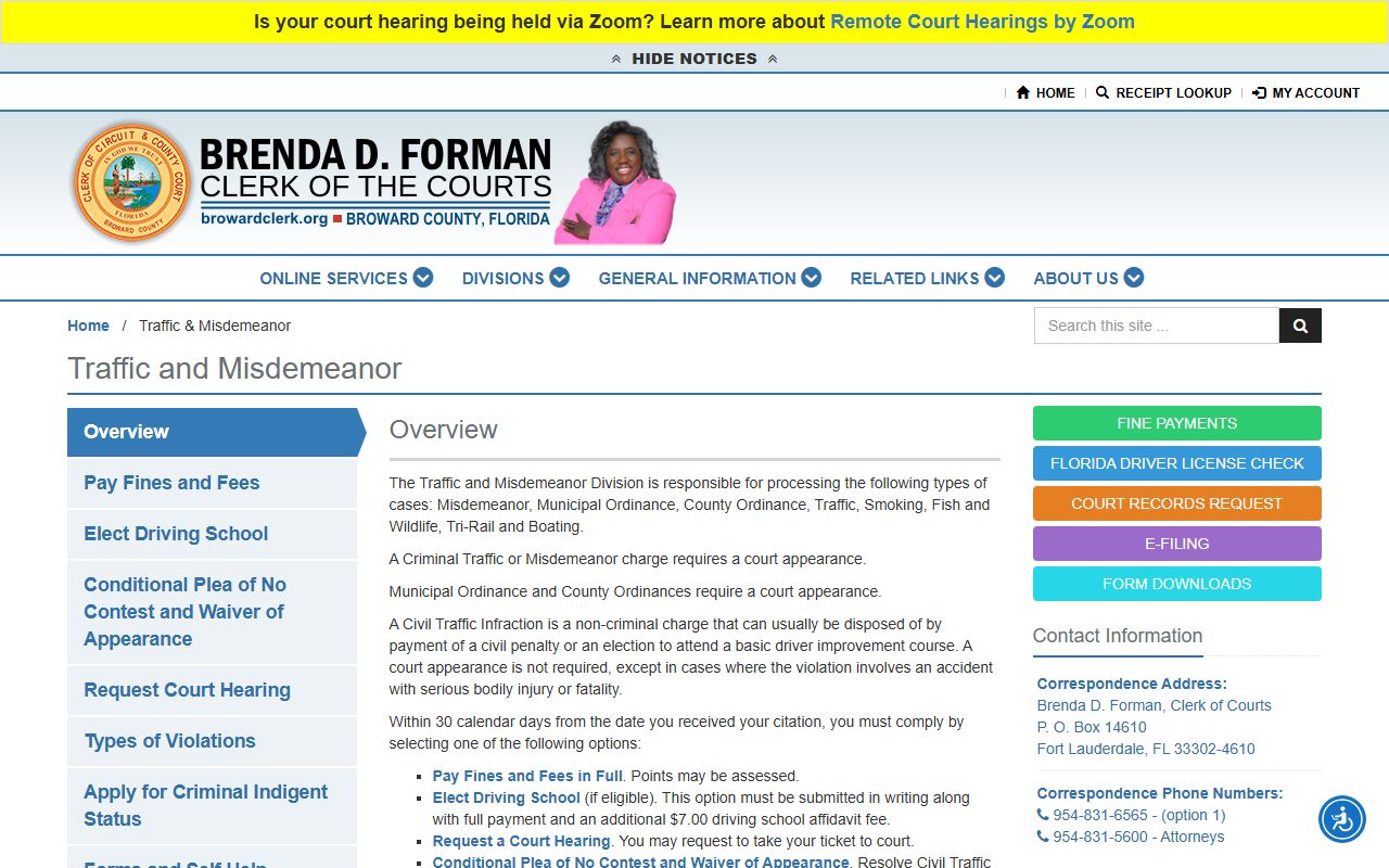 Broward County DUI records source screenshot