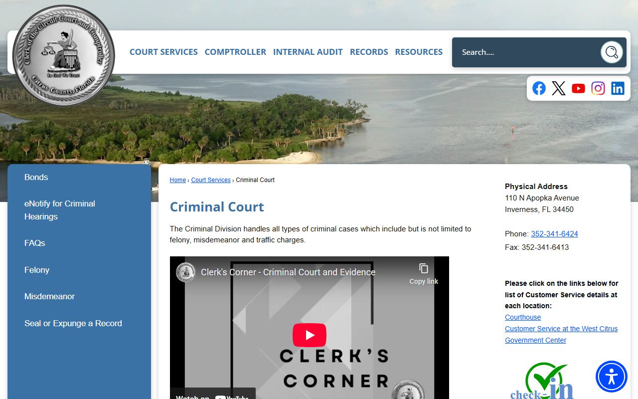 Citrus County DUI records source screenshot