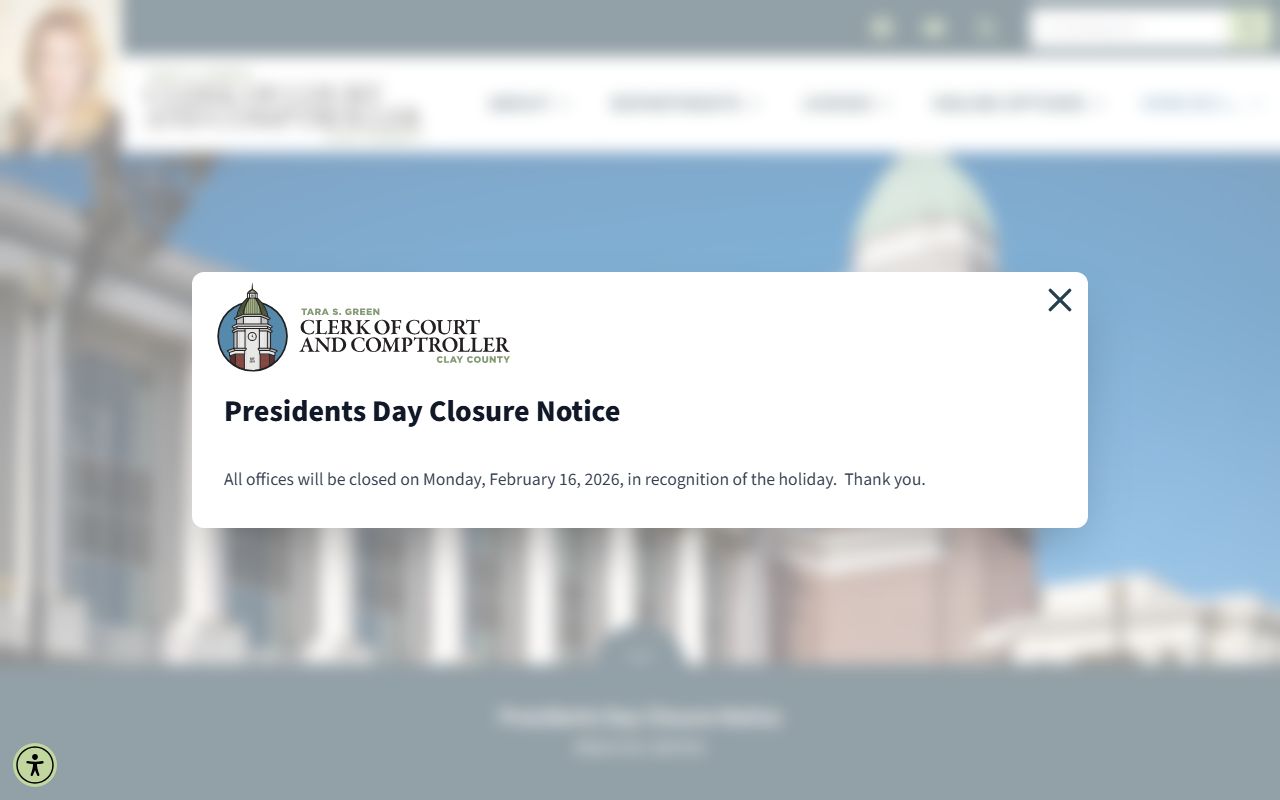 Clay County DUI records source screenshot