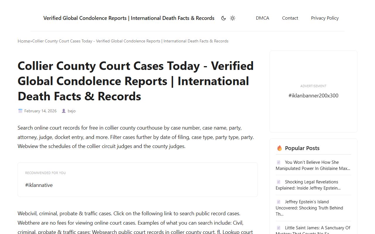 Collier County DUI records source screenshot