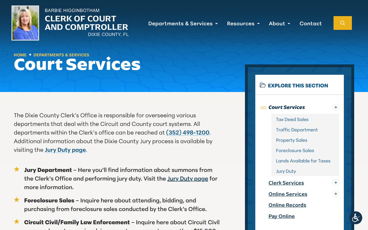 Dixie County DUI records source screenshot