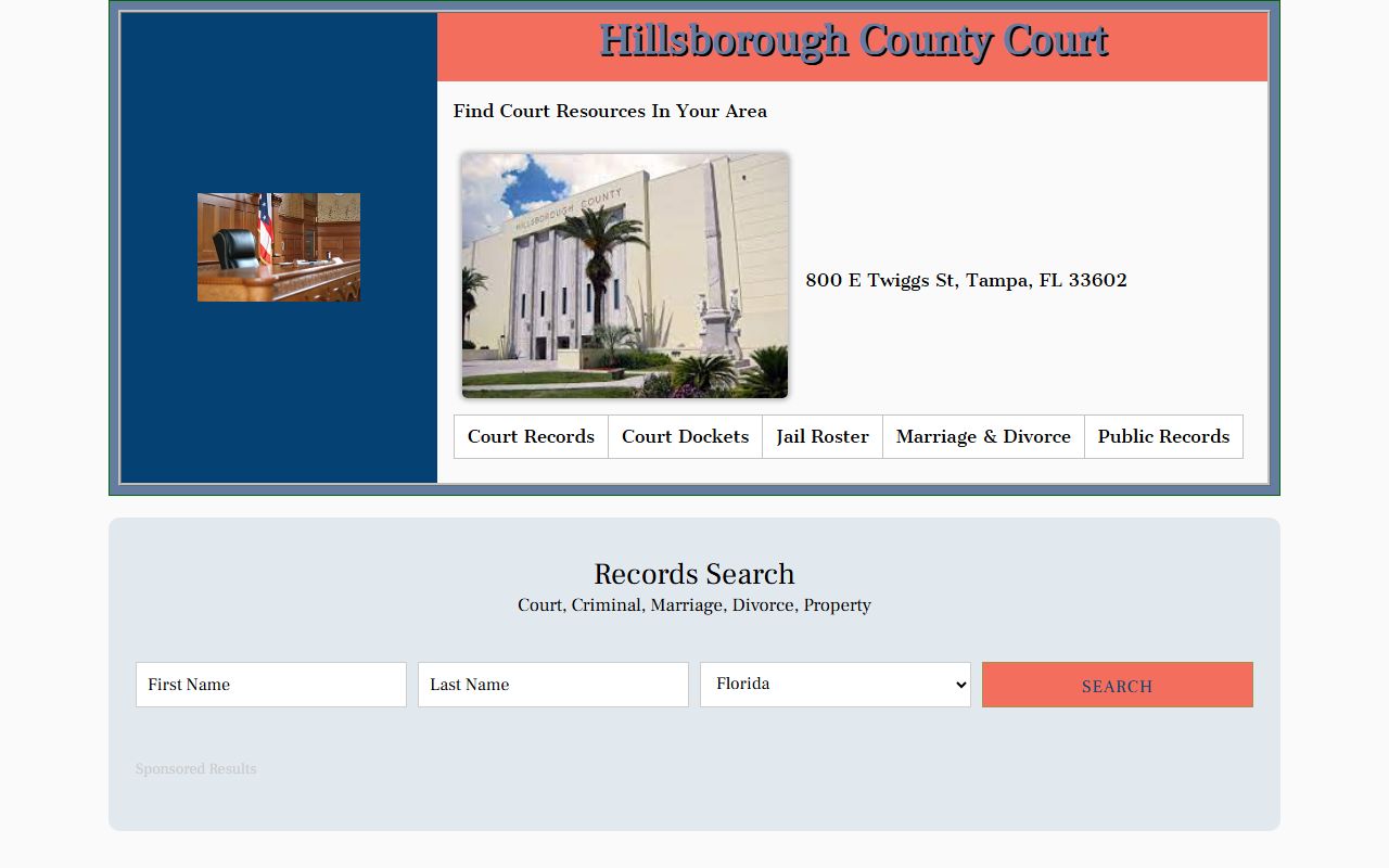 Tampa DUI records source screenshot