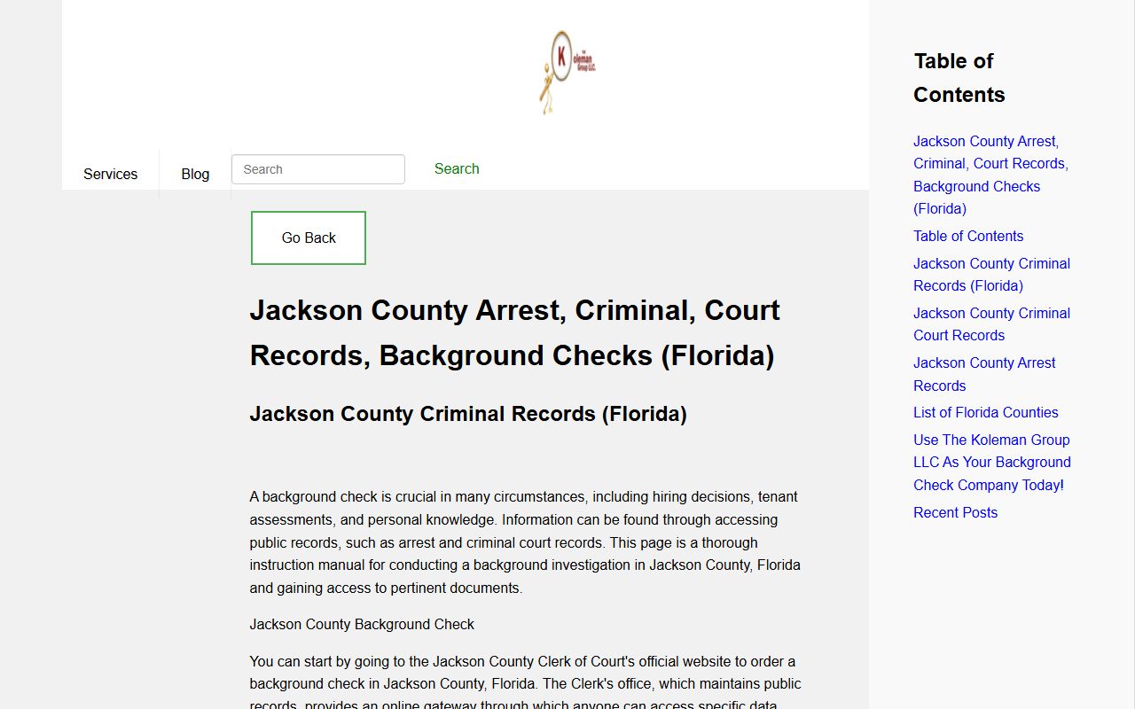 Jackson County DUI records source screenshot