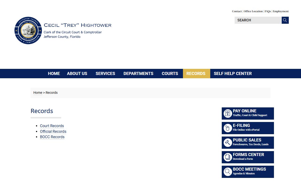 Jefferson County DUI records source screenshot