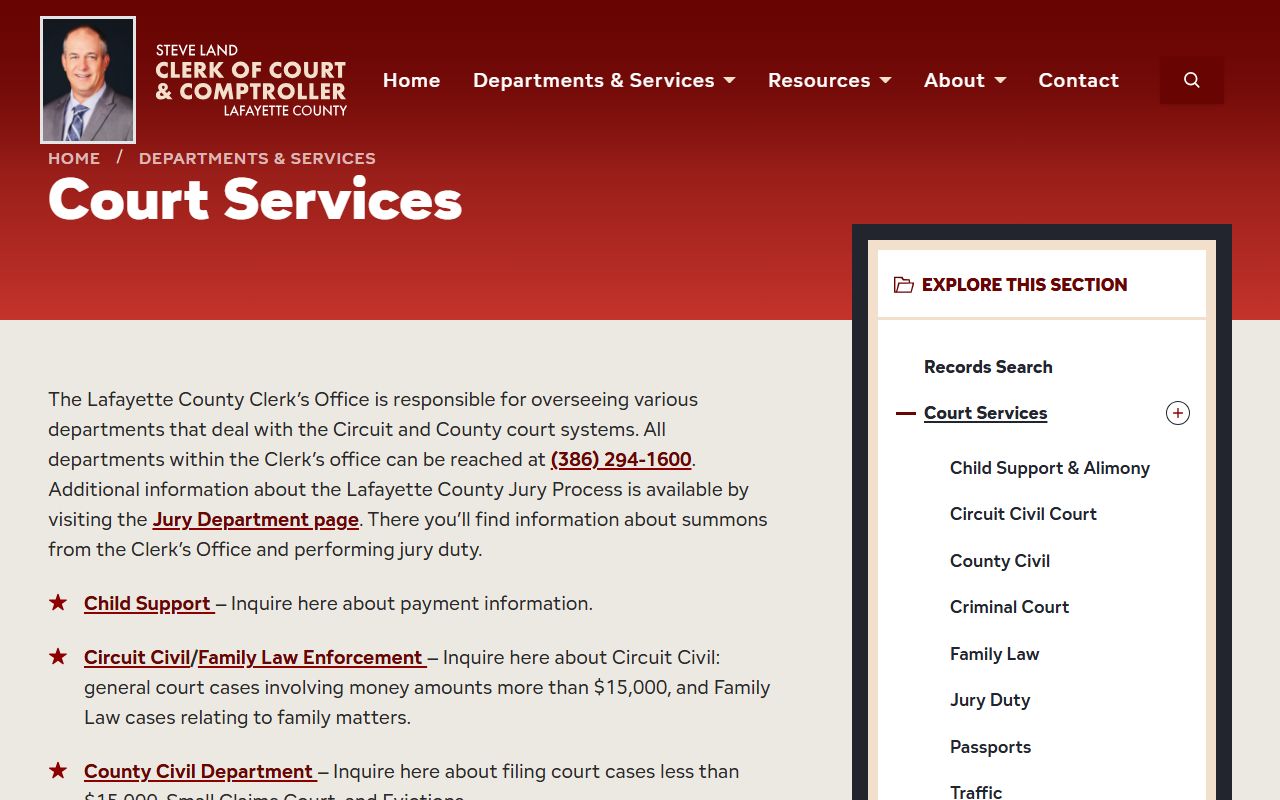 Lafayette County DUI records source screenshot