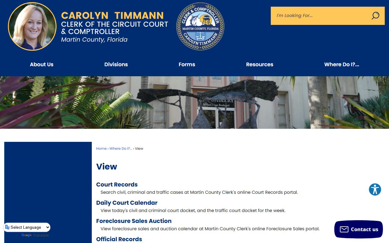 Martin County DUI records source screenshot