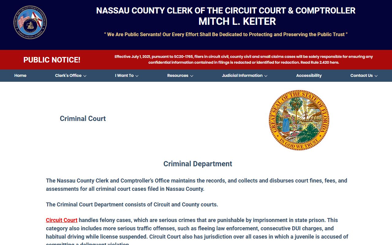 Nassau County DUI records source screenshot