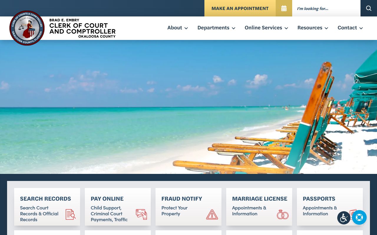 Okaloosa County DUI records source screenshot