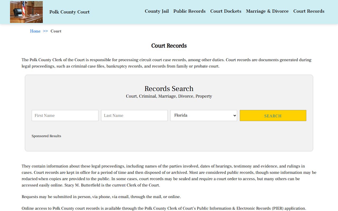 Polk County DUI records source screenshot