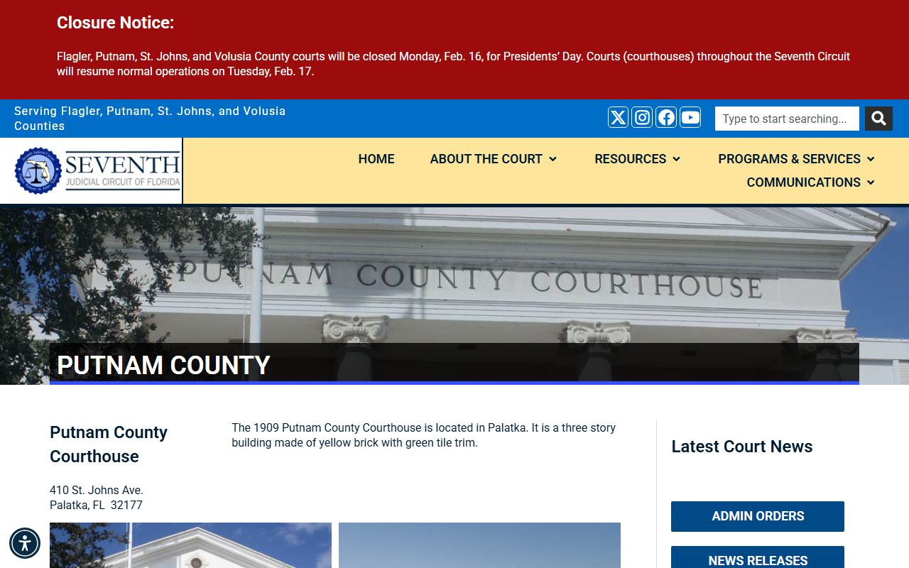 Putnam County DUI records source screenshot