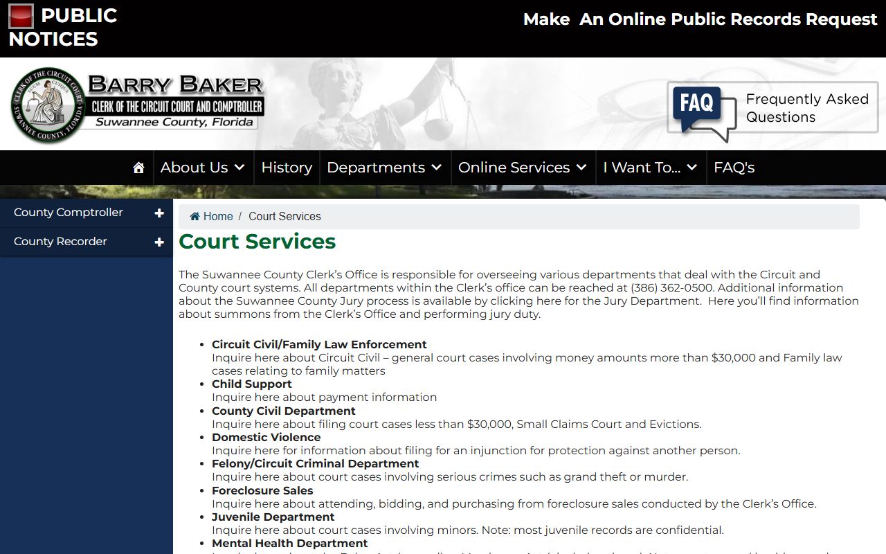 Suwannee County DUI records source screenshot