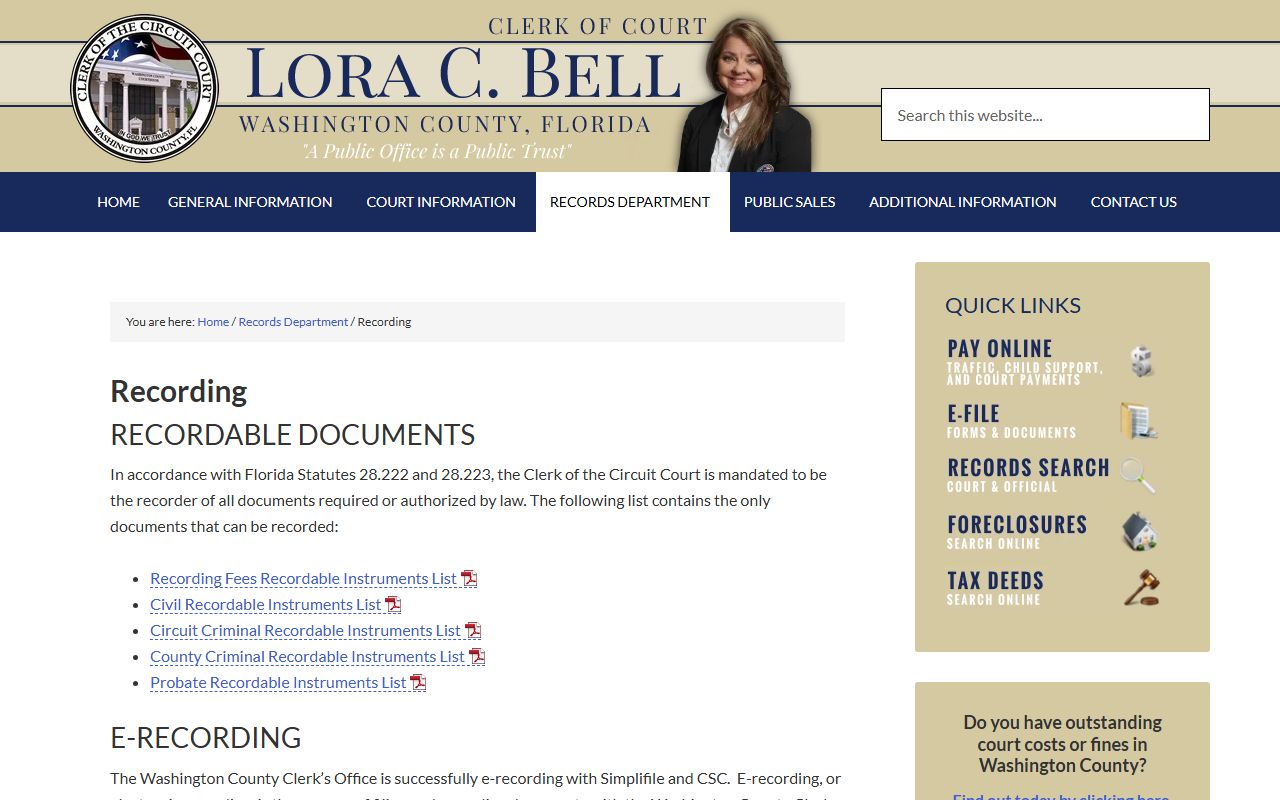 Washington County DUI records source screenshot